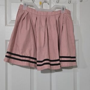 Pink Black Pleated Skirt
